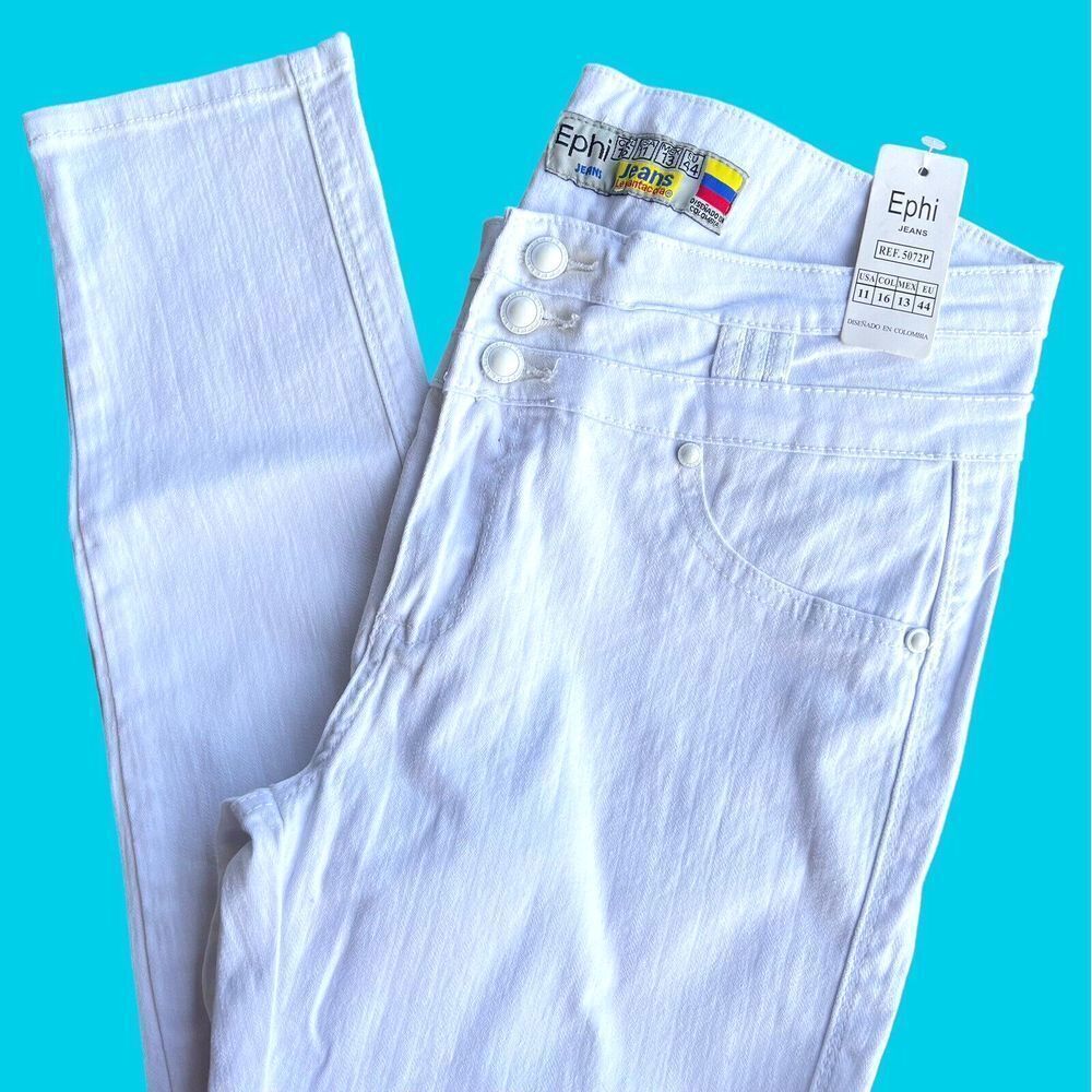 EPHI JEANS. Women's White High Waist Skinny Pants‎ Size 11 Butt-Lifting